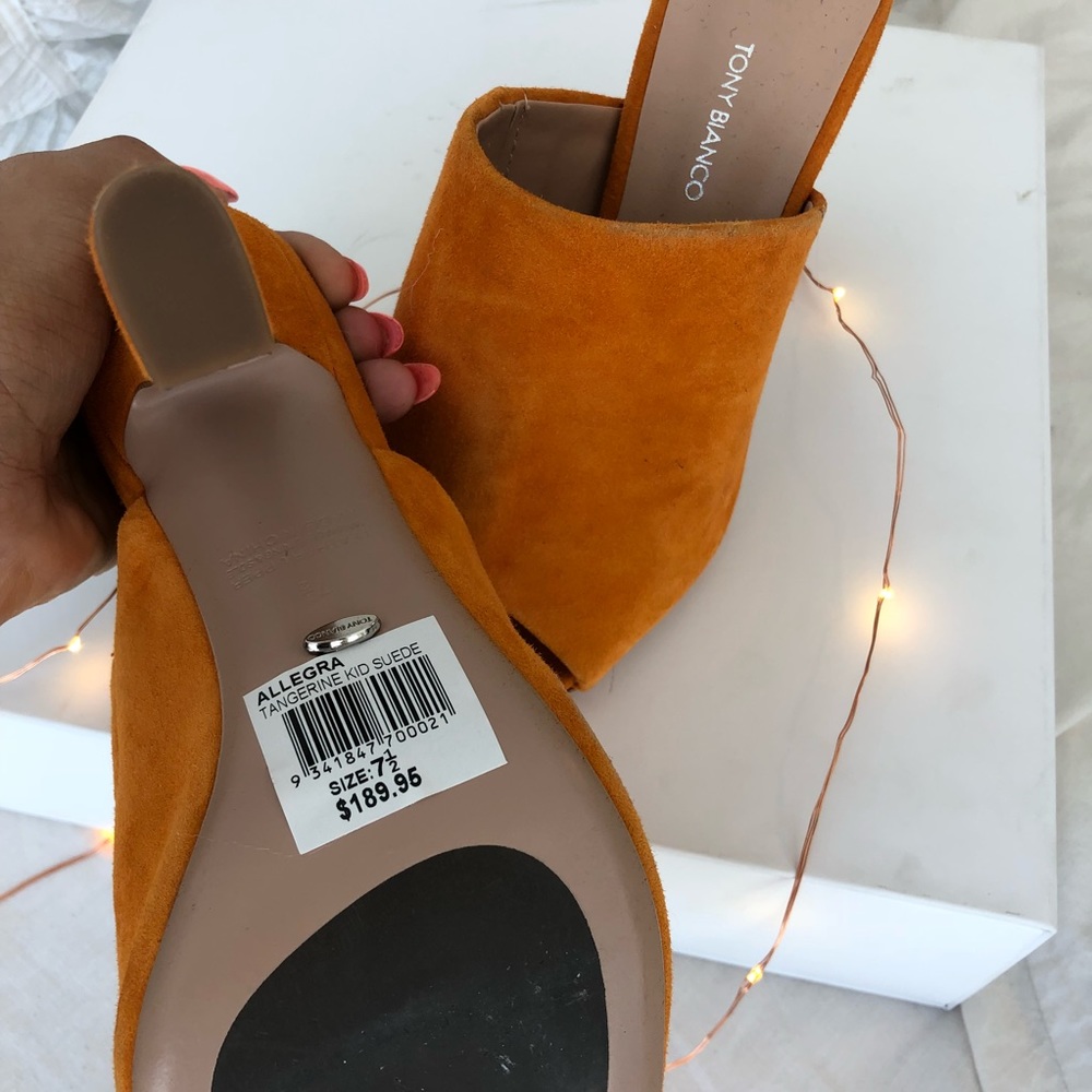 Tony Bianco Allegra Heeled Mules in Orange - Picture 4 of 5